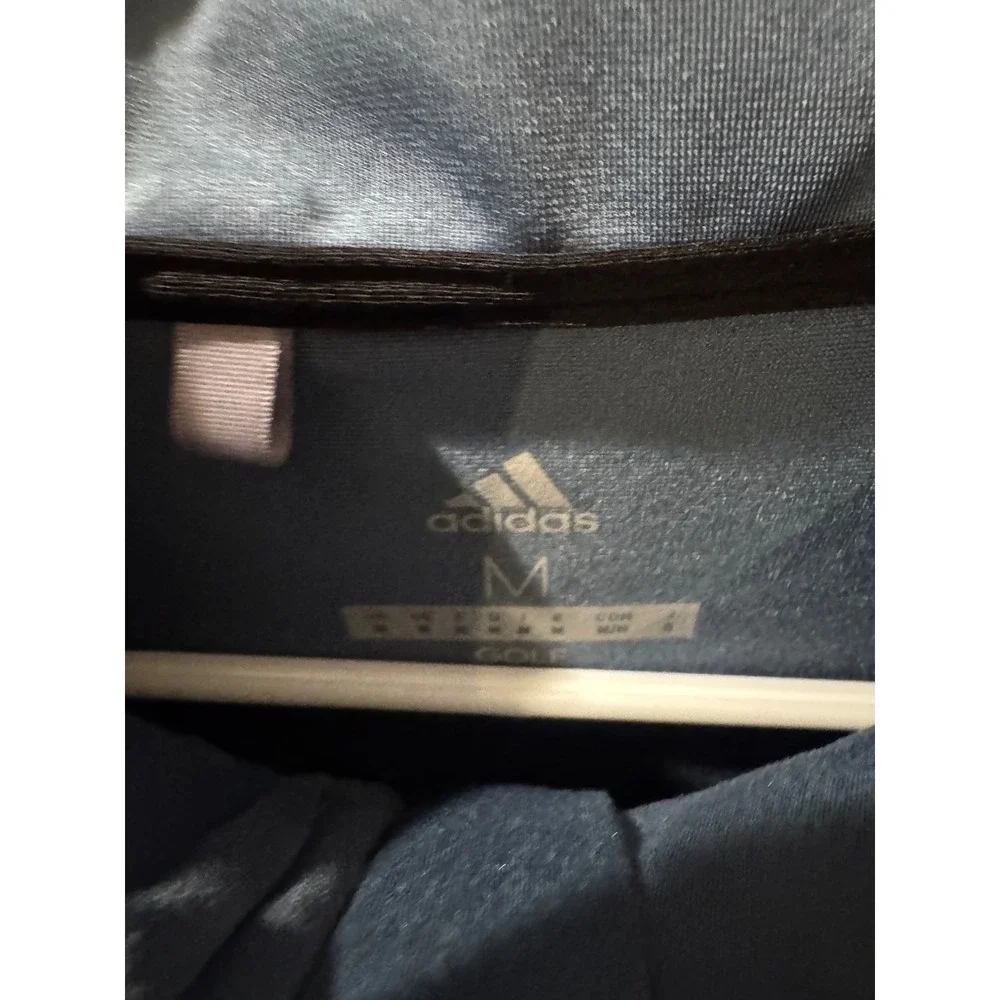 Adidas Golf Mens Medium Blue Grey Quarter Zip Pullover Vest Mock Neck Sleeveless